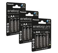 12x Panasonic Eneloop Pro AA 2500mAh 1,2V NiMH Piles Rechargeables