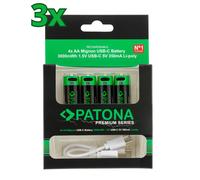 12X PATONA Premium USB-C 4X AA Batteries Lithium 1.5V 3000mWh (3X 4-Pack)