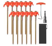 12x Piquets De Tente, vis de Sardines Camping, 1 Tige de Traction Pratique et 1 Sac à Main, Piquet Tente, Piquet Tente pour Idéal pour Les rochers, Les forêts ou Les prairies