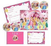 12x Princesse Carte Invitation Anniversaire en Français avec Enveloppes | A6, Cartes Invitation Anniversaire Garcon Fille