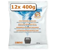 12x recharge déshumidificateur - 400 grammes - parfum jasmin - granulés en sachet non tissé - recharge absorbeur d'humidité