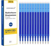 12x recharge roller effaçable bleu,compatible avec magiXX et recharge stylo Frixion etc.,pour stylos à encre gel effaçables,pointe