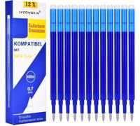 12x Recharge Roller Effaçable Bleu, Compatible Avec Magixx Et Recharge Stylo Frixion Etc, Pour Stylos À Encre Gel Effaçables, Pointe Moyenne, Rechargeable