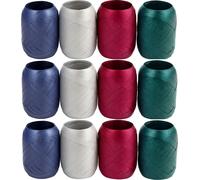 12x ruban cadeau - Set ruban à friser - 5mm x 20m - ruban cadeau coloré - Polyester - Pour cadeaux, décoration de fête et DIY - Lilas - Argent - Fuchsia et Vert foncé