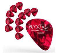 12x Set Plectres Médiators Guitare Electronique Acoustique Medium Design Rouge