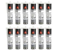 12x Sikaflex-522 mastic d'étanchéité résistant aux intempéries, stable aux UV, à forte adhérence (nouvelle version du Sikaflex-521 UV et du Sikaflex-221i) 300ml (Blanc)