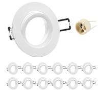 12x Spot Encastrable GU10 Aluminium, Orientables Blanc Support Spot Encastrable Cadre De Montage Avec Douille GU10, Rond Spot de Plafond 68mm extra plat Pour LED, Trou de montage ø60-75mm