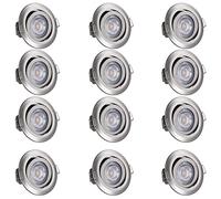 12x Spot LED Encastrable Krog Argent 5W 400Lumen 3000K Réglable Spot Led Extra Plat Pour Salle de Bain Cuisine Salon Couloir