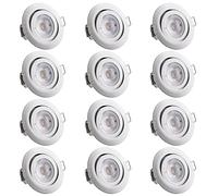 12x Spot LED Encastrable Krog Blanc 5W 400Lumen 3000K Réglable Spot Led Extra Plat Pour Salle de Bain Cuisine Salon Couloir