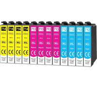 12x T0715 Cartouches d'encre compatibles avec Epson T0712 T0713 T0714 pour Stylus BX300F SX610FW SX600FW SX510W SX400 SX410 SX415 SX100 SX200 SX210 SX215 SX218 DX4400 DX7400