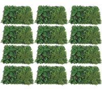 12X tapis de plantes artificielles Haie verte artificielle 50*50cm Panneau érectile Protection visuelle Clôture réaliste Tapis de mur Plantes artificielles Décoration de jardin