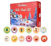 12x80g Boules de Bain Enfant avec Noël Surprise, Coffret Cadeau Bombes de Bain Moussant aux Huiles Essentielles Naturels Spa Boules Effervescentes Bath Bomb Noël Anniversaire Cadeau pour Garçon Fille