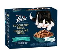 12x80g Felix Succulent Grill Sélection De La Mer - Pâtée Pour Chat