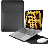 13-14 Inch Laptop Sleeve with Stand Function for Laptop, PU Leather Laptop Sleeve for MacBook Air/MacBook Pro/Surface Dell Lenovo HP ASUS Acer PC 13-14 Inches, Black