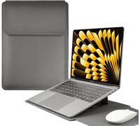 13-14 Pouces Housse Pour Ordinateur Portable Avec Support Fonction Pour Laptop, Pu Cuir Ordinateur Portable Sleeve Pour Macbook Air/Macbook Pro/Surface Dell Lenovo Hp Asus Acer Pc 13""-14"", Gris Gris