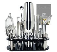 13-22Pcs 750ml 600ml Boston Cocktail Shaker Bar Outils Vin Mixer Set Barman Cocktail Shaker Outil Kit avec support 22Pc-750ml