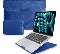 13.3-14 Inch Laptop Sleeve with Stand for MacBook Pro 14"" M4/M3/M2/M1 Pro/Max 2025-2021, MacBook Air/Pro 13"", PU Leather Laptop for HP Dell Lenovo Surface Laptop - Blue