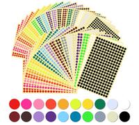 13 360 Pcs Gommettes Rondes Autocollantes, 20 Couleurs Gommette Couleur 6 mm/ 8 mm, Pastilles Rondes Autocollantes Multicolores, pour Bureau, École, Organisation