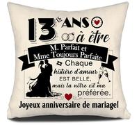 13 Ans à être Monsieur Parfait et Madame Toujours Parfaite Housse de Coussin Anniversaire pour Couples Femmes Hommes Épouse Mari Cadeau Mariage Cadeau 13ème Anniversaire Housse de Coussin(13 Ans-a)