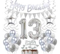 13 ans Décoration anniversaire argent, Décoration anniversaire 13 ans argent, Ballon 13 argent Décoration anniversaire fille, Ballon argent 13 ans anniversaire Décoration garçon fille