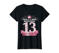13 Ans & Fabuleux I Joyeux Anniversaire Rose Noir Fête T-Shirt