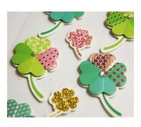 13 Autocollants 3D - Trèfles à 4 feuilles - Paillettes Multicolore G