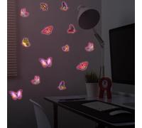 13 autocollants muraux papillons phosphorescents, stickers muraux papillons roses, stickers muraux décoratifs pour chambres d'enfants et chambres à coucher