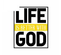 13 cm x 10,7 cm pour la vie est meilleure avec Dieu RV décalcomanie Windows pare-brise dessin animé