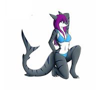 13 cm x 11,4 cm pour Furry Shark Autocollants de voiture Animaux Imperméables Anime Personnalité Fenêtre Tronc
