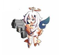 13 cm x 12,1 cm pour Genshin Impact Lumine Gun voiture autocollant coffre réfrigérateur décalcomanie pare-brise