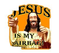 13 cm x 12,4 cm JESUS EST MON AIRBAG Vinyle Stickers Autocollants Drôle De Voiture Style Pare-chocs