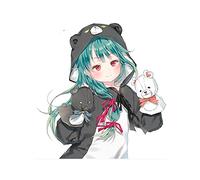 13 cm x 12,5 cm pour Kuma Kuma Kuma ours dessin animé voiture autocollant moto réfrigérateur décalcomanie