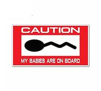 13 cm x 7,2 cm pour Attention mes bébés sont à bord des autocollants de voiture de sperme drôles