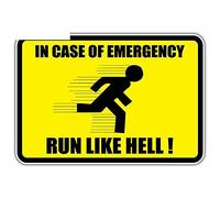 13 cm x 8,7 cm pour en cas d'urgence Run Like Hell Sign Funny Car