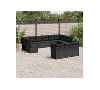 13-delige Loungeset met kussens poly rattan zwart3250284