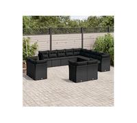 13-delige Loungeset met kussens poly rattan zwart3250384