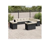 13-delige Loungeset met kussens poly rattan zwart3250385