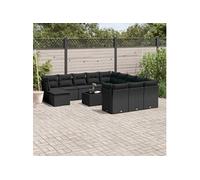 Vidaxl Salon De Jardin Avec Coussins 13 Pcs Noir Résine Tressée