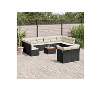 Vidaxl Salon De Jardin Avec Coussins 13 Pcs Noir Résine Tressée