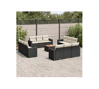 Vidaxl Salon De Jardin Avec Coussins 13 Pcs Noir Résine Tressée