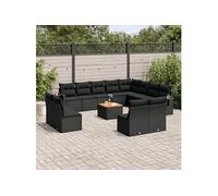 13-delige Loungeset met kussens poly rattan zwart3257140
