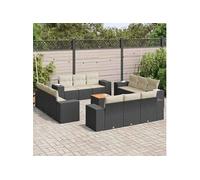 13-delige Loungeset met kussens poly rattan zwart3257708