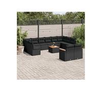 13-delige Loungeset met kussens poly rattan zwart3258849