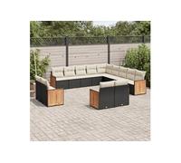 13-delige Loungeset met kussens poly rattan zwart3260607