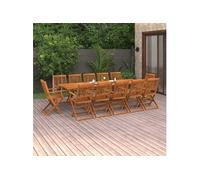 Bois d'Acacia Massif Mobilier à Dîner de Jardin 13 pcs Salle à Manger vidaXL