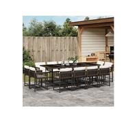 Vidaxl Ensemble À Manger De Jardin Avec Coussins 13 Pcs Marron Rotin