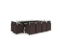 13-delige Tuinset met kussens poly rattan bruin42552