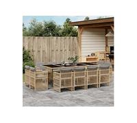 13-delige Tuinset met kussens poly rattan gemengd beige3211044