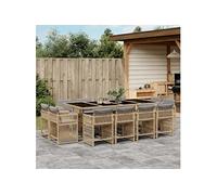 Vidaxl Ensemble À Manger De Jardin Coussins 13 Pcs Mélange Beige Rotin