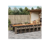 vidaXL Ensemble à manger de jardin 13 pièces – Table et chaises avec coussins, résine tressée gris